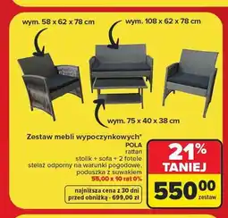 Carrefour Zestaw mebli wypoczynkowych Pola Rattan stolik + sofa + 2 fotele oferta