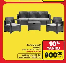 Carrefour Zestaw mebli Dakota stolik + sofa + 2 fotele oferta