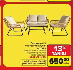 Carrefour Zestaw mebli wypoczynkowych Botarii stolik + sofa + 2 fotele oferta