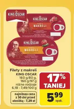 Carrefour Filety z makreli w sosie pomidorowym King Oscar oferta