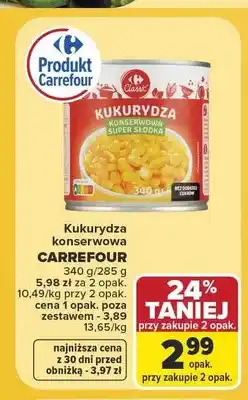 Carrefour Kukurydza konserwowa Carrefour Classic oferta