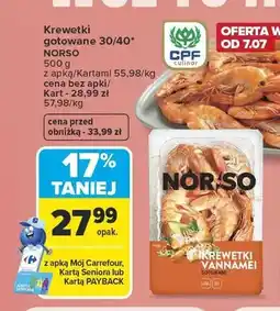 Carrefour Krewetki gotowane 30/40 NORSO oferta