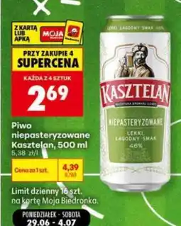 Biedronka Piwo niepasteryzowane Kasztelan, 500 ml oferta