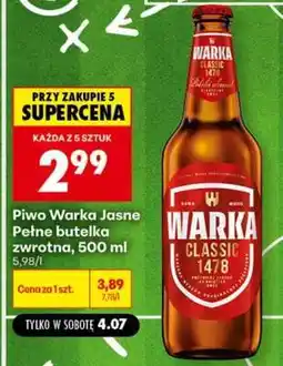 Biedronka Piwo Warka Jasne Pełne butelka zwrotna, 500 ml oferta