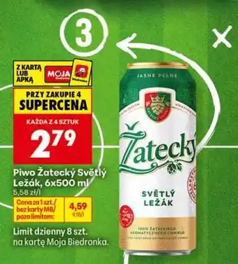 Biedronka Piwo Žatecký Světlý Ležák 6x500 ml oferta