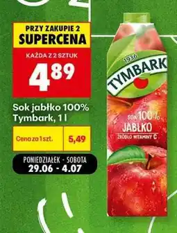 Biedronka Sok jabłko 100% Tymbark, 1 l oferta