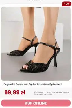 Renee Sandały na szpilce eleganckie ozdobione cyrkoniami Renee oferta