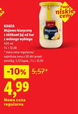 Lidl KANIA Majonez klasyczny z żółtkami jaj od kur oferta