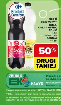 Carrefour Napój gazowany Cola, Cola Cherry, Tonic oferta