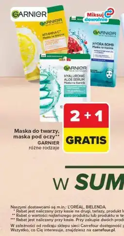 Carrefour Maska do twarzy, maska pod oczy GARNIER oferta