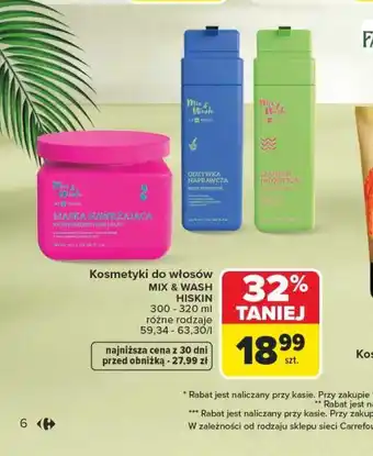 Carrefour Kosmetyki do włosów MIX & WASH HISKIN oferta