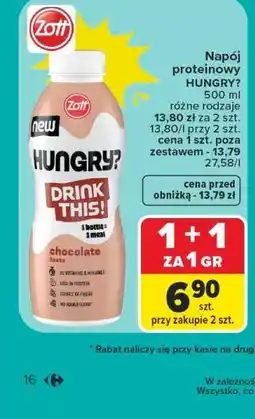 Carrefour Napój proteinowy HUNGRY? Zott oferta