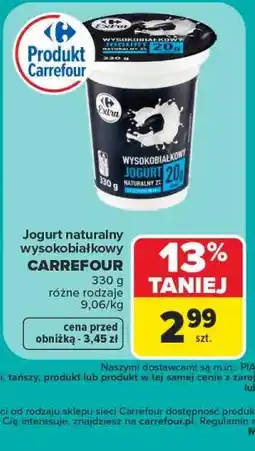 Carrefour Jogurt naturalny wysokobiałkowy CARREFOUR oferta