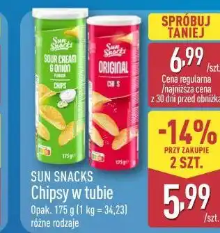 ALDI SUN SNACKS Chipsy w tubie oferta