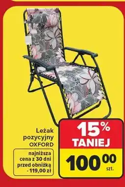 Carrefour Leżak plażowy składany z siedziskiem oxford oferta