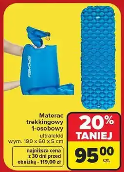 Carrefour Materac trekkingowy 1-osobowy 190 x 60 5 cm Spokey oferta