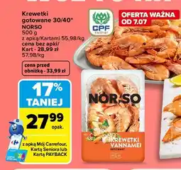 Carrefour Krewetki gotowane vannamei Norso oferta