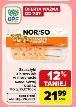 Carrefour Szaszłyki z krewetek w marynacie czosnkowej Norso oferta