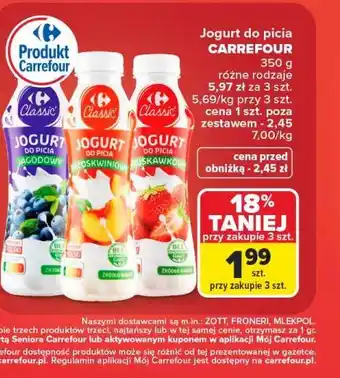 Carrefour Jogurt do picia Carrefour oferta