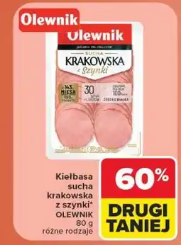 Carrefour Kiełbasa sucha krakowska z szynki OLEWNIK oferta