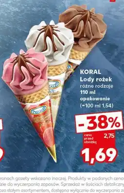 Kaufland KORAL Lody rożek różne rodzaje oferta