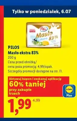 Lidl Masło ekstra 83% Pilos oferta