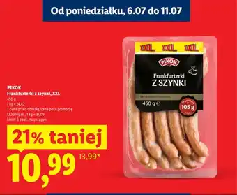 Lidl Frankfurterki z szynki Pikok XXL oferta