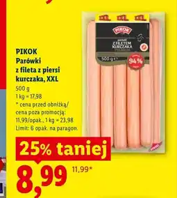 Lidl Parówki z fileta z piersi kurczaka Pikok XXL oferta
