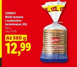 Lidl Wafle maślane Sondey z nadzieniem karmelowym XXL oferta