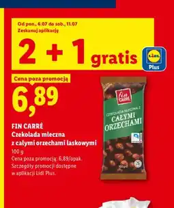 Lidl Czekolada mleczna Fin Carré z całymi orzechami laskowymi oferta