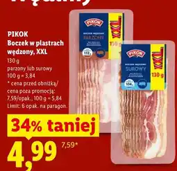 Lidl Boczek w plastrach wędzony parzony XXL Pikok oferta