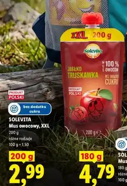 Lidl Mus owocowy XXL jabłko truskawka Solevita oferta