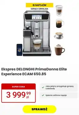 Media Expert Ekspres do kawy De'Longhi PrimaDonna Elite Experience ECAM 650,85 oferta