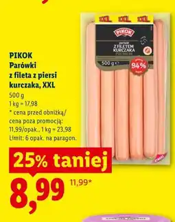 Lidl PIKOK Parówki z fileta z piersi kurczaka, XXL oferta