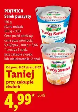 Lidl PIĄTNICA Serek puszysty Twój Smak oferta
