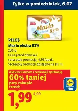 Lidl Pilos Masło ekstra 83% oferta