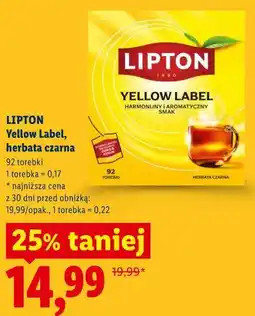 Lidl LIPTON Yellow Label, herbata czarna oferta