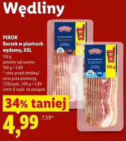 Lidl PIKOK Boczek w plastrach wędzony, XXL oferta
