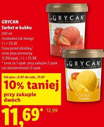 Lidl GRYCAN Sorbet w kubku oferta