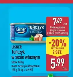 ALDI Tuńczyk w sosie własnym Lisner oferta