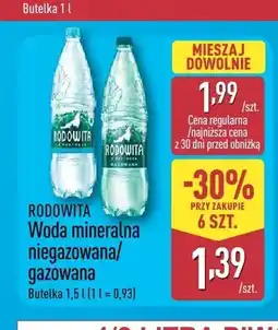ALDI Woda mineralna niegazowana Rodowita oferta