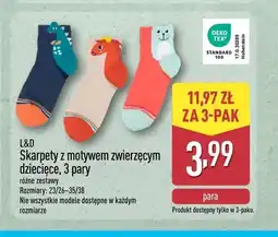 ALDI Skarpety z motywem zwierzęcym dziecięce L&D 3-pak oferta