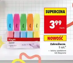 Biedronka Zakreślacze pastelowe Kayet 5-pak oferta