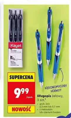 Biedronka Długopisy żelowe Kayet 3-pak oferta