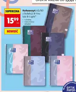 Biedronka Kołozeszyt A5/80 Oxford B-Light w kratkę oferta