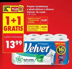 Biedronka Papier toaletowy z ekstraktem z aloesu Velvet 16-pak oferta