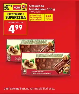 Biedronka Czekolada mleczna z całymi orzechami laskowymi Nussbeisser oferta