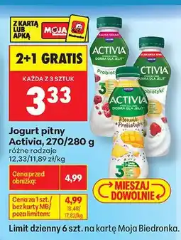 Biedronka Jogurt pitny truskawka kiwi Activia oferta