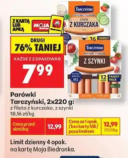 Biedronka Parówki z fileta z kurczaka Tarczyński oferta