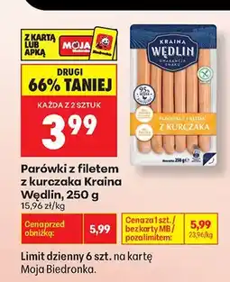 Biedronka Parówki z filetem z kurczaka Kraina Wędlin oferta